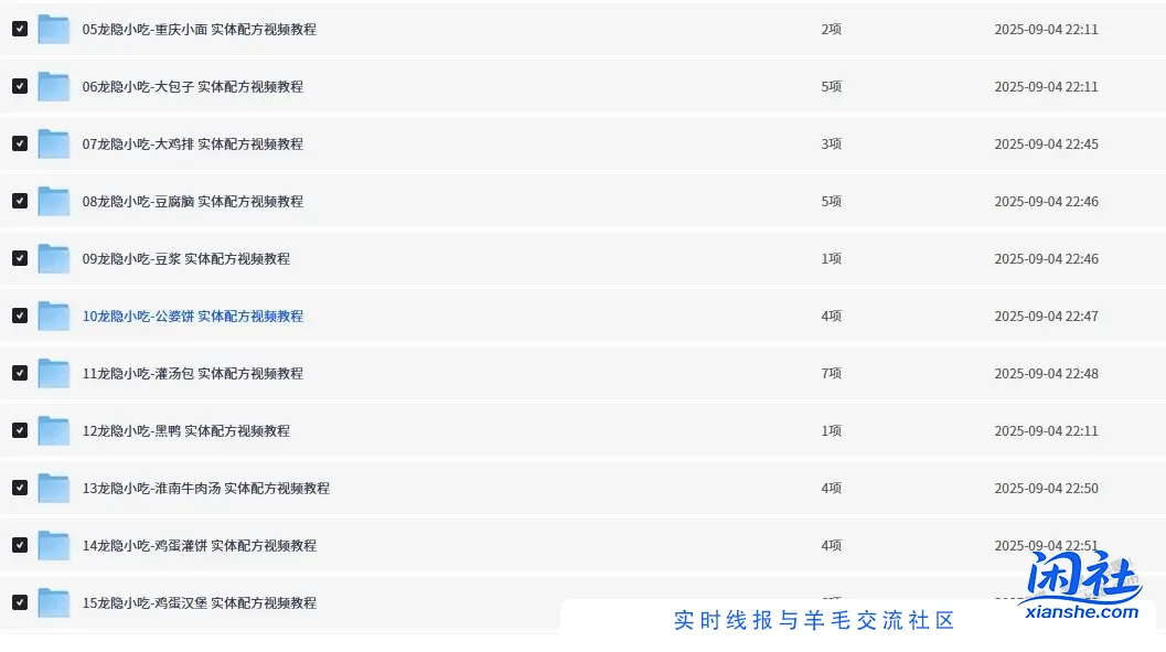 白嫖的《龙隐小吃街小吃教程大全》视频教学美食做法 价值上千